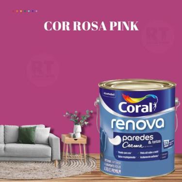 Imagem de Tinta Para Parede Acrílica Coral Renova Cor Rosa 3,2l Lavável Premium 