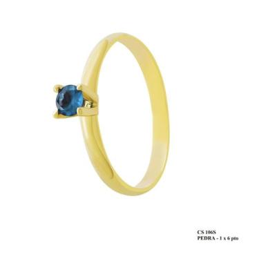 Imagem de Solitário Minimalista Ponto de Luz Azul 3,5mm em Ouro 18k - JoiaUnica