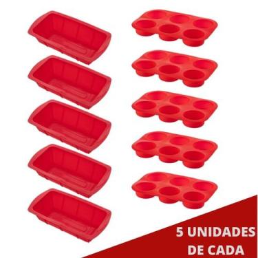 Imagem de 5 Kit Forma Silicone Resistente p/ Cupcakes e Pães Sortida - QUALITY H