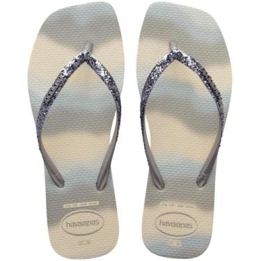Imagem de Chinelo Havaianas Feminino Quadrado Com Glitter Square Party (Prata, BR, Adulto, Faixa Numérico, M, 33, 34)