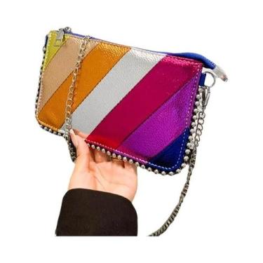 Imagem de Bolsa Transversal Feminina De Moda Em Cor Sólida Com Corrente Para Cel