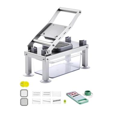 Imagem de SiaBiced Cortador de vegetais, picador de alimentos, ralador profissional antiderrapante com recipiente, cortador de vegetais para cebolas, queijos, hotel, com 9 Lâminas