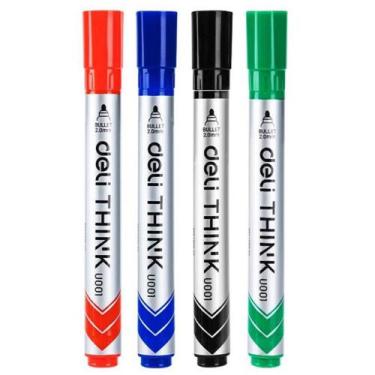 Imagem de Pincel Quadro Branco Ponta Redonda 2,0MM 4 Cores Blister - Deli