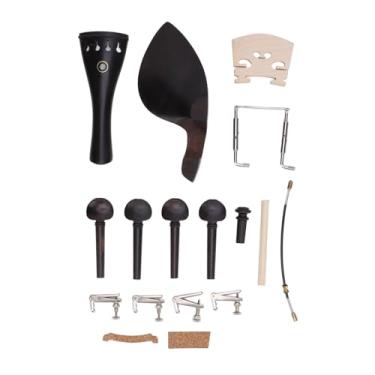 Imagem de 15pcs Kit de acessórios de violino 3/4 4/4 de tamanho universal de reposição de metal de ébano universal conjunto para manutenção de violino e entusiastas de reparo