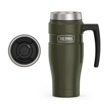 Imagem de THERMOS Caneca de viagem inoxidável King com isolamento a vácuo, 473 ml, verde militar