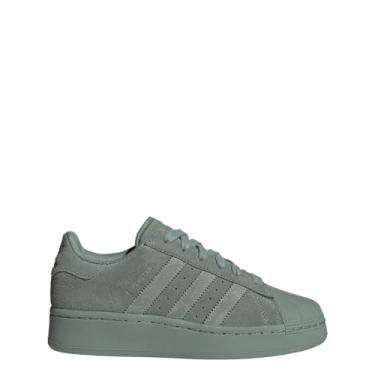 Imagem de adidas Tênis feminino Superstar XLG com cadarço casual - bege, Verde prata/cristal branco/óxido verde, 39