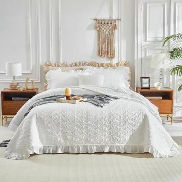 Imagem de Conjunto de edredões UOZZI BEDDING, com babados, queen size, branco, 2