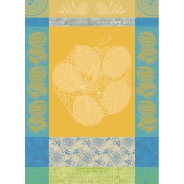 Imagem de Toalha de cozinha francesa Garnier Thiebaut Filet De Citrons Soleil Jacquard