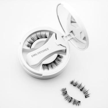 Imagem de EMILYSTORES Cílios magnéticos, preto natural, cílios postiços reutilizáveis com aplicador, sem necessidade de cola (MLT07)