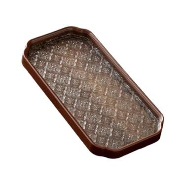 Imagem de IEUDNS Bandeja de vidro com flor de begônia, xícara de chá, frutas, lanche, bolo, organizador de joias para eventos, sala de jantar, D