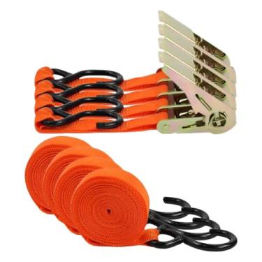 Imagem de Kit 4 Cinta De Amarração Com Catraca Para Nautica e Moto 3 Metros 800kg Robustec Cor Laranja