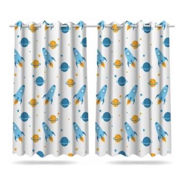 Imagem de Cortina Infantil Foguetes Universo Tecido Premium 2,60x1,50m - DECORAN