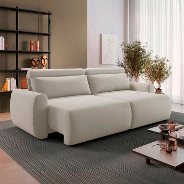Imagem de Sofá Retrátil 3 Lugares 180cm em Linho City Bege Claro