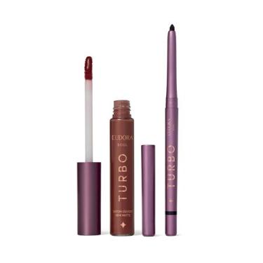 Imagem de Combo Eudora Make: Batom Líquido Marrom Turbo Soul 5ml + Lapiseira Ret