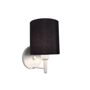 Imagem de Arandela Cilindrica Md-2009 Base Branco Cúpula Em Tecido 14x15cm Preto - Bivolt