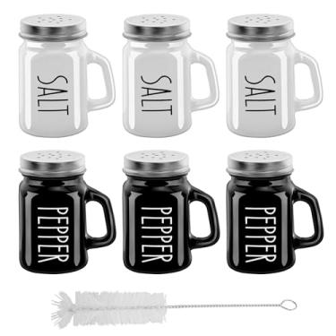 Imagem de 6 garrafas de vidro para temperos de 118 ml, saleiros, garrafas de especiarias domésticas, saleiro e pimenteiro, pote de tempero de cozinha, pote multiuso para condimentos, saleiro, recipiente de