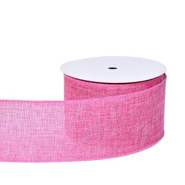 Imagem de YAMA Fita rosa com fio de 6 cm x 10 metros, fitas com fio de serapilheira para embrulhar presentes, buquê de flores, árvore de Natal, fazer laços de guirlanda