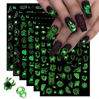 Imagem de Adesivos de arte de unhas de Halloween WEIXIWUYU com design fluorescen
