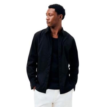 Imagem de Camisa Masculina Hering Preto Básica Super Slim-Masculino