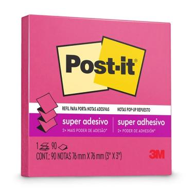 Imagem de Bloco Post it refil poder rosa 76x76mm 90 fls 3M