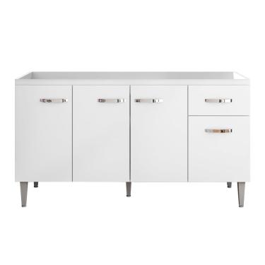 Imagem de Balcão Gabinete Gabriela de Pia 150cm Sem Tampo 4 Portas Branco - Desk Design