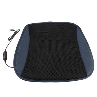 Imagem de Almofada de assento ventilada com 8 ventiladores, alimentada por USB, almofada de resfriamento de velocidade ajustável para casa, carro, escritório, tecido respirável de seda (Azul-marinho)