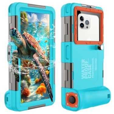 Imagem de Capa de telefone universal à prova d'água para mergulho com snorkel e mergulho [15 m] capa de telefone subaquática para iPhone 16/15/14/13/12/11 Pro Max Galaxy S24/S23/S22/S21 Ultra Plus etc Capa para