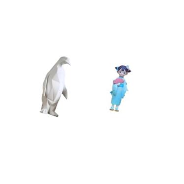 Imagem de Fenteer Estatueta de Resina Pinguim Kabuki, Artesanato Colecionável, Ornamento Decorativo, Estátua de Animal, Quimono Japonês, Boneca Gueixa para Inauguração