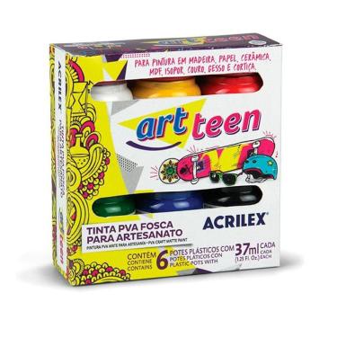 Imagem de Tinta p/ artesanato PVA fosca 6 cores 37ml 03200 Acrilex