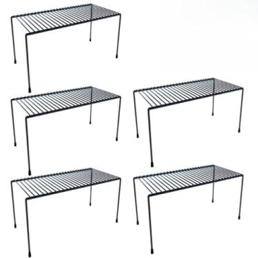 Imagem de Kit 5 Organizadores de Armário Médio Cozinha Aramado Pratos(Preto)