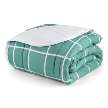 Imagem de Edredom Casal Queen 2.40x2.20 Micropercal 200 Fios (01 Peça) (GRID VERDE)