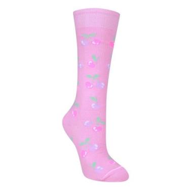 Imagem de Meia Infantil Puket 3/4 Estampada Menina, Rosa, 23/27