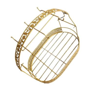 Imagem de Bothyi Escorredor de copos acessório presente versátil para 6 xícaras escritório luxo casa economia de espaço com cesta de armazenamento suporte de, Oval Ouro Amarelo