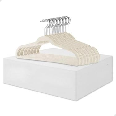 Imagem de Kit Cabides Veludo Para Roupas Adulto 50 Unidades(Bege)