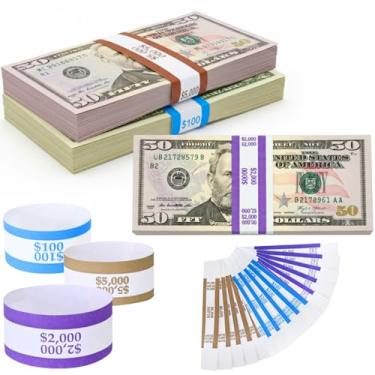 Imagem de Alças para dinheiro com mangas – Feitas nos EUA (pacote com 330) Embalagens de dinheiro sortidas autoadesivas para notas de cores codificadas atende aos padrões ABA, 19 x 3 cm – Papel Kraft reciclável de balcão