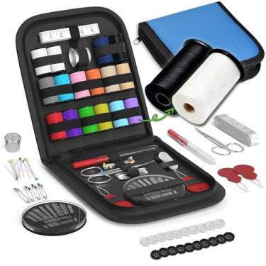 Imagem de LE PAON Kit de costura presentes para vovó, mãe, amiga, viajante, adultos, iniciantes, emergências, acessórios de costura com tesoura, dedal de agulhas de costura, linha, fita métrica etc. (turquesa