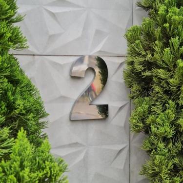 Imagem de Número residencial em aço inox BRILHANTE 15cm Casa Portão 3d - Lino Co