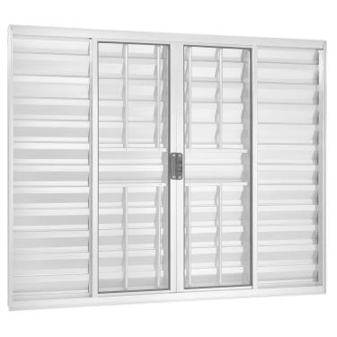 Imagem de Janela de Alumínio Veneziana 100x150cm com Grade 6 Folhas Central Ecosul Esquadrisul