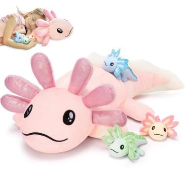 Imagem de Bicho de pelúcia MaoGolan Axolotl com bebês de 80 cm rosa
