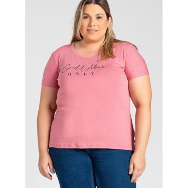 Imagem de Blusa Feminina Plus Size Malha Viscose c/ Estampa "Good Vibes" - Serena-Feminino