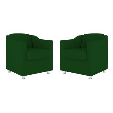 Imagem de Kit 02 Cadeiras Poltronas Decorativas Recepção Clinica Suede Cor:verde