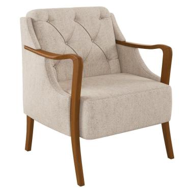 Imagem de Poltrona Decorativa Para Sala De Estar Capitonê Lapa M22 Linho Cru Liso - Mpozenato