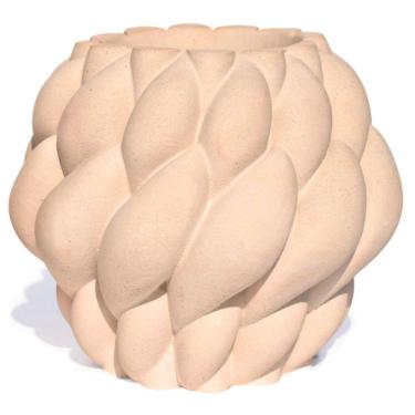 Imagem de Vaso Decorativo Novelo 13cm Em Cimento Artesanal Sala E Cozinha Palha