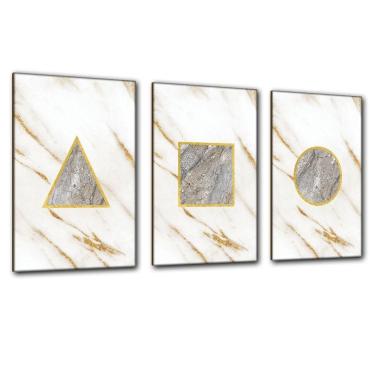 Imagem de Kit Placas Quadros Decorativos 3 Pçs Mdf 20x30 Forma Mármore