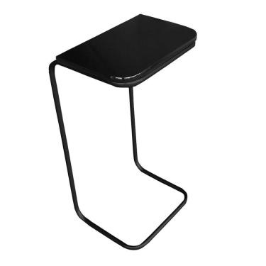 Imagem de Mesa Lateral Tampo Preto Multiuso P/ Sofá Base Preto