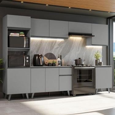 Imagem de Armário De Cozinha Completa 320cm Cinza Nice Madesa 01 Cinza