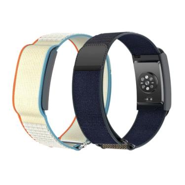 Imagem de Vanet Pulseiras de nylon compatíveis com Amazfit Helio para homens e mulheres, pulseiras de substituição ajustáveis, macias, respiráveis e confortáveis para Amazfit Helio Fitness, pacote com 2
