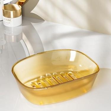 Imagem de Saboneteira de drenagem, suporte de sabão à prova de umidade para banheiro e cozinha (amarelo)