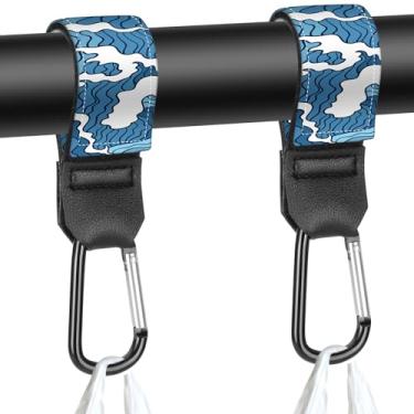 Imagem de Alças de carrinho de bebê, bolsas de fraldas para mamãe, carrinho de compras universal, carteira, mochila – 2 pacotes (ondas)