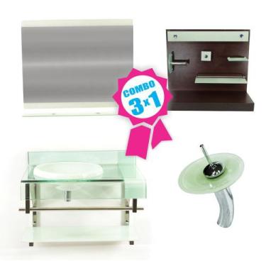 Imagem de Combo 3 em 1 - Gabinete 70cm Turquia + Torneira Ibiza + Kit Banheiro J